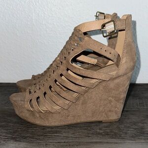 Charlotte Russe Brown Strappy Wedge Sandals